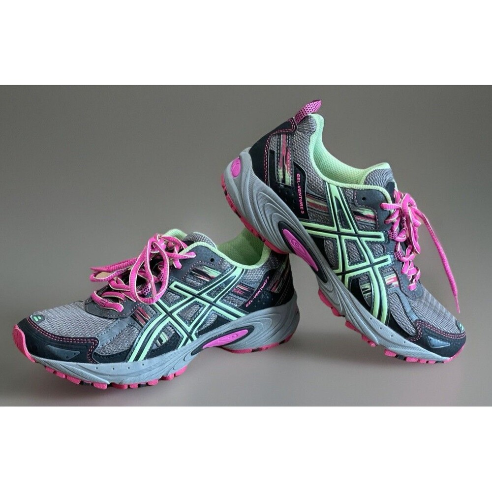 ASICS Gel Venture 5 Womens 6.5 Gray Pink Trail Running Shoes T5N8N